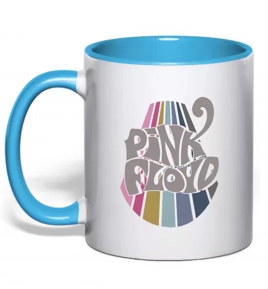 Чашка з кольоровою ручкою Pink Floyd графіті Блакитний фото