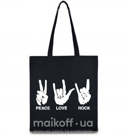 Еко-сумка PEACE LOVE ROCK Чорний фото