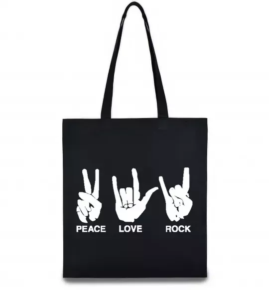 Еко-сумка PEACE LOVE ROCK Чорний фото