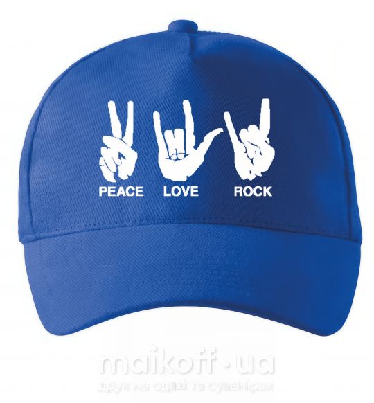 Кепка PEACE LOVE ROCK Яскраво-синій фото