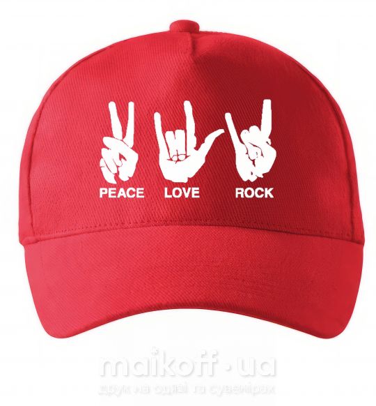 Кепка PEACE LOVE ROCK Червоний фото