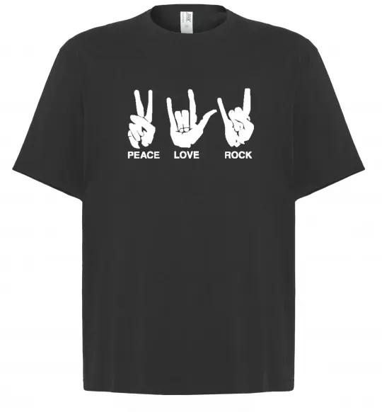 Футболка Оверсайз PEACE LOVE ROCK Черный фото