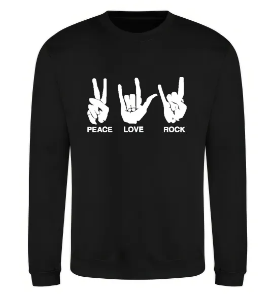 Свитшот PEACE LOVE ROCK Черный фото