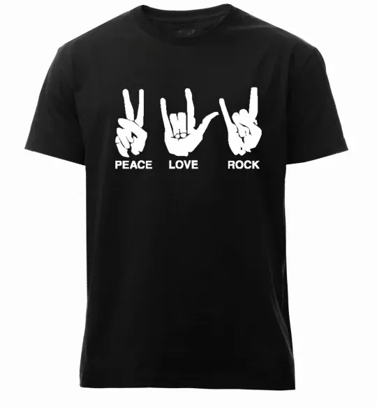 Чоловіча преміум футболка PEACE LOVE ROCK Чорний фото