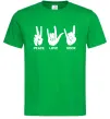 Мужская футболка PEACE LOVE ROCK Зеленый фото