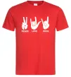 Мужская футболка PEACE LOVE ROCK Красный фото