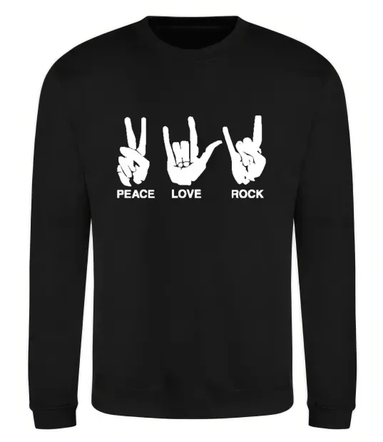Свитшот PEACE LOVE ROCK Черный фото