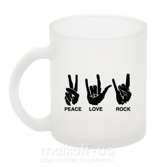 Чашка стеклянная PEACE LOVE ROCK Фроузен фото