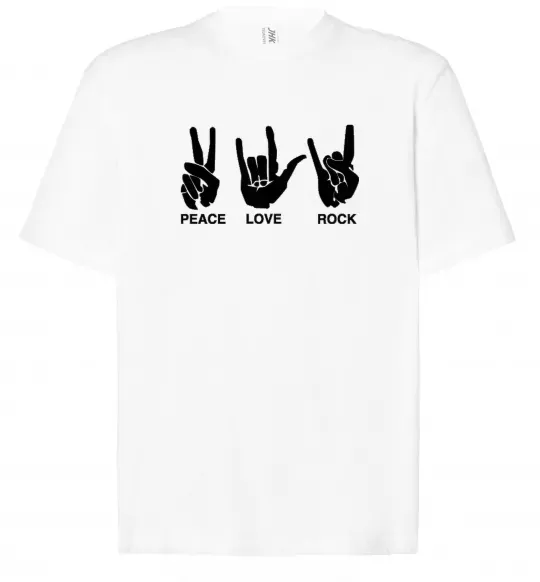 Футболка Оверсайз PEACE LOVE ROCK Белый фото