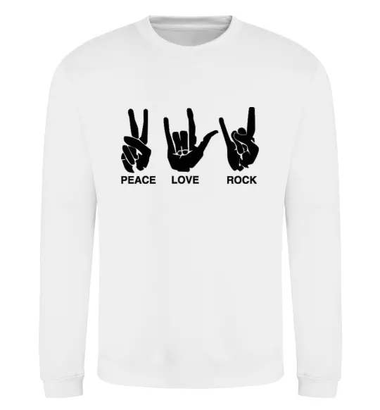 Свитшот PEACE LOVE ROCK Белый фото