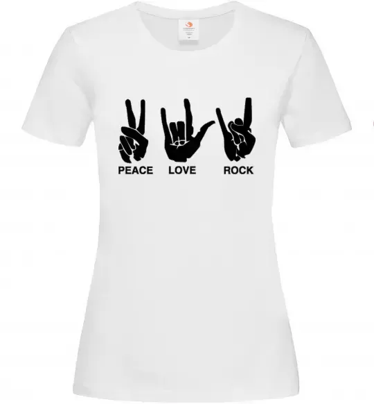 Жіноча футболка PEACE LOVE ROCK Білий фото