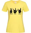 Жіноча футболка PEACE LOVE ROCK Лимонний фото