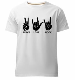Мужская премиум футболка PEACE LOVE ROCK