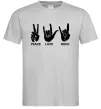 Мужская футболка PEACE LOVE ROCK Серый фото