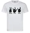 Мужская футболка PEACE LOVE ROCK Белый фото