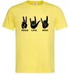 Мужская футболка PEACE LOVE ROCK Лимонный фото
