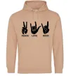 Чоловіча толстовка (худі) PEACE LOVE ROCK Пісочний фото