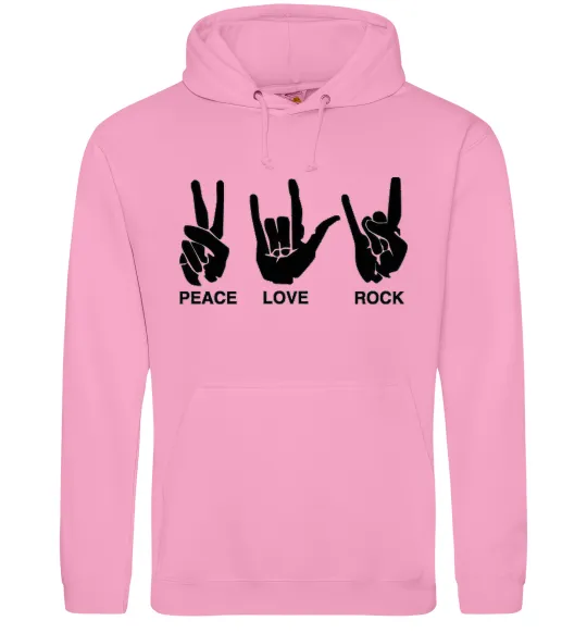 Женская толстовка (худи) PEACE LOVE ROCK Розовый фото