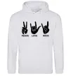 Женская толстовка (худи) PEACE LOVE ROCK Серый меланж фото