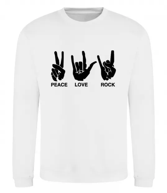 Свитшот PEACE LOVE ROCK Белый фото