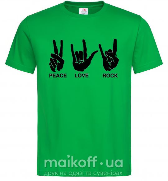 Чоловіча футболка PEACE LOVE ROCK Зелений фото