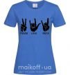 Жіноча футболка PEACE LOVE ROCK Яскраво-синій фото