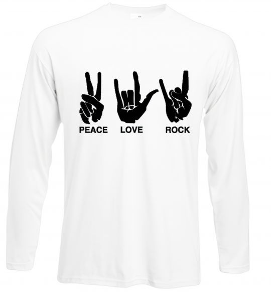 Лонгслів PEACE LOVE ROCK Білий фото