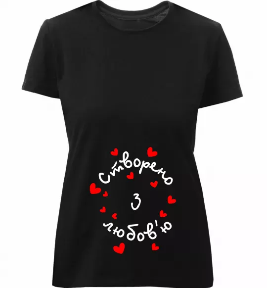 Женская премиум футболка Створено з любов'ю Черный фото