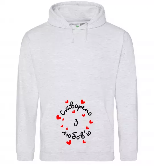 Жіноча толстовка (худі) Створено з любов'ю Сірий меланж фото