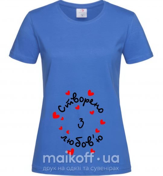 Жіноча футболка Створено з любов'ю Яскраво-синій фото