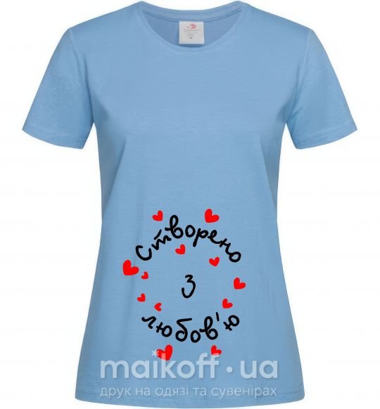 Женская футболка Створено з любов'ю Голубой фото