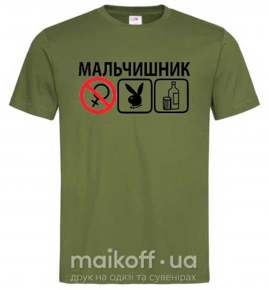 Мужская футболка МАЛЬЧИШНИК PLAYBOY Оливковый фото