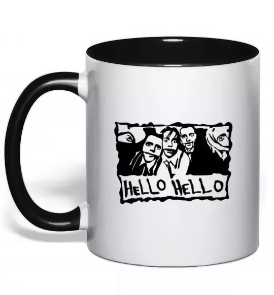 Чашка з кольоровою ручкою HELLO HELLO Чорний фото