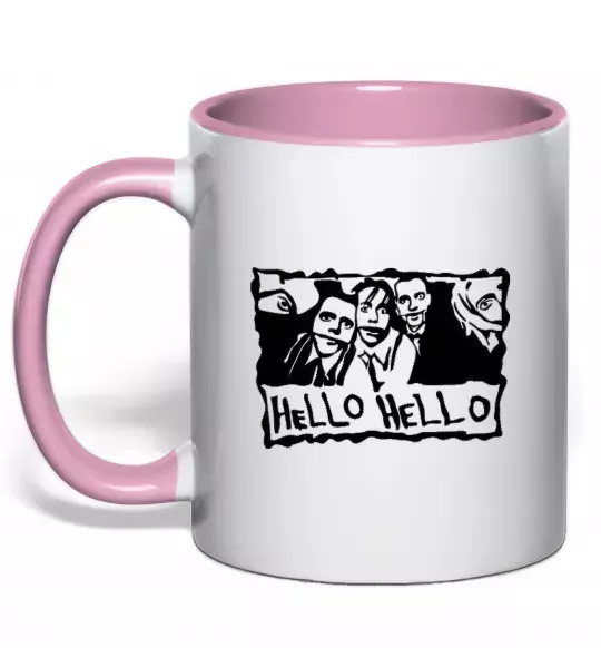 Чашка з кольоровою ручкою HELLO HELLO Ніжно рожевий фото