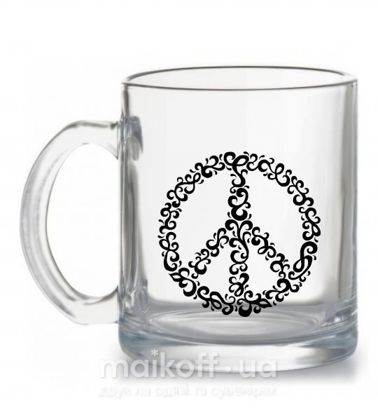 Чашка стеклянная PEACE Прозрачный фото