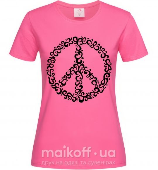 Жіноча футболка PEACE Яскраво-рожевий фото