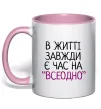 Чашка з кольоровою ручкою Всеодно Ніжно рожевий Чашка з кольоровою ручкою Всеодно Ніжно рожевий фото