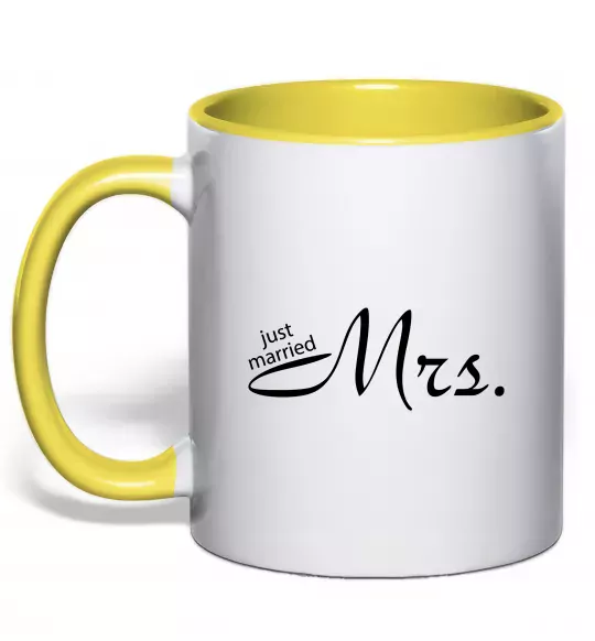 Чашка з кольоровою ручкою MRS. Сонячно жовтий фото