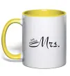 Чашка з кольоровою ручкою MRS. Сонячно жовтий фото