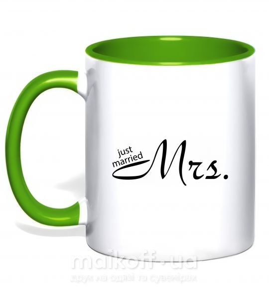 Чашка з кольоровою ручкою MRS. Зелений фото