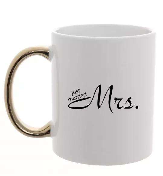 Чашка з кольоровою ручкою MRS. Золото фото