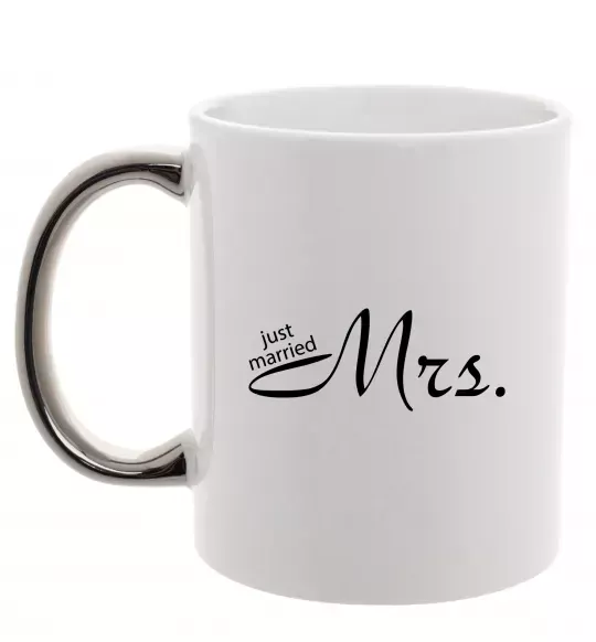 Чашка з кольоровою ручкою MRS. Срібло фото