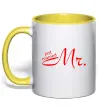 Чашка с цветной ручкой MR. Солнечно желтый фото