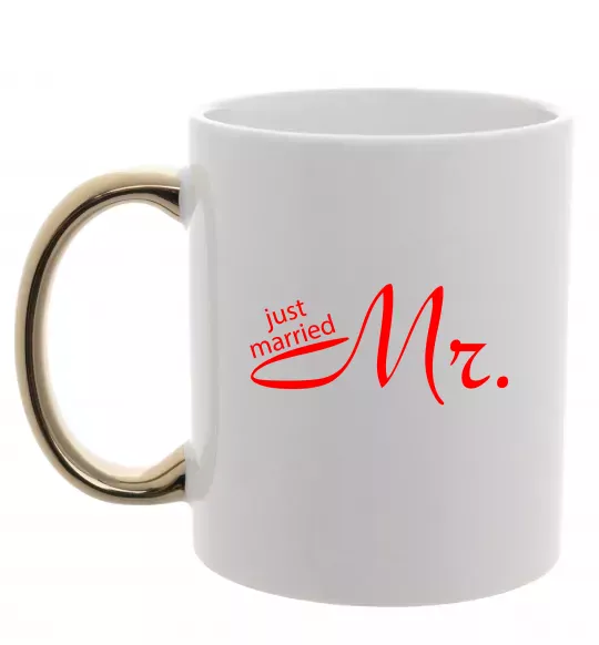 Чашка с цветной ручкой MR. Золото фото