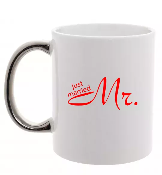 Чашка с цветной ручкой MR. Серебро фото