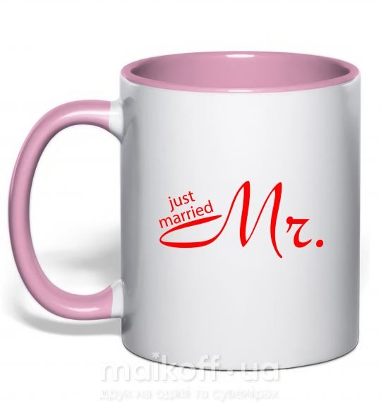 Чашка з кольоровою ручкою MR. Ніжно рожевий фото
