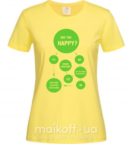 Жіноча футболка ARE YOU HAPPY? Лимонний фото