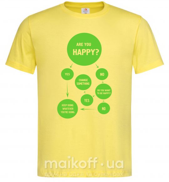 Чоловіча футболка ARE YOU HAPPY? Лимонний фото