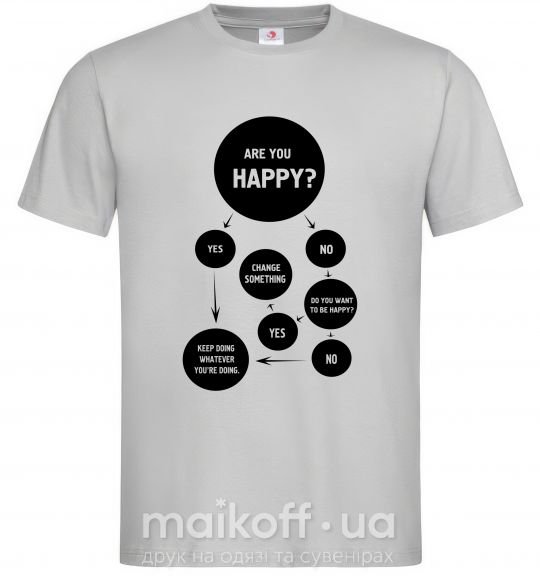 Мужская футболка ARE YOU HAPPY? Серый фото