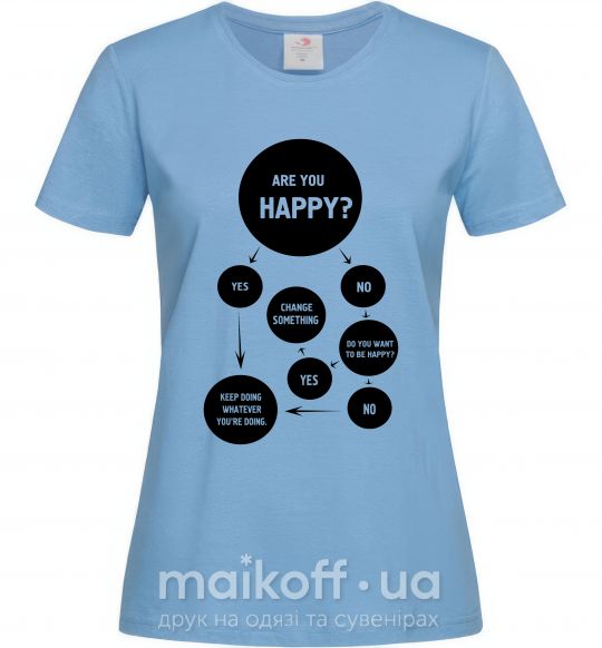 Жіноча футболка ARE YOU HAPPY? Блакитний фото